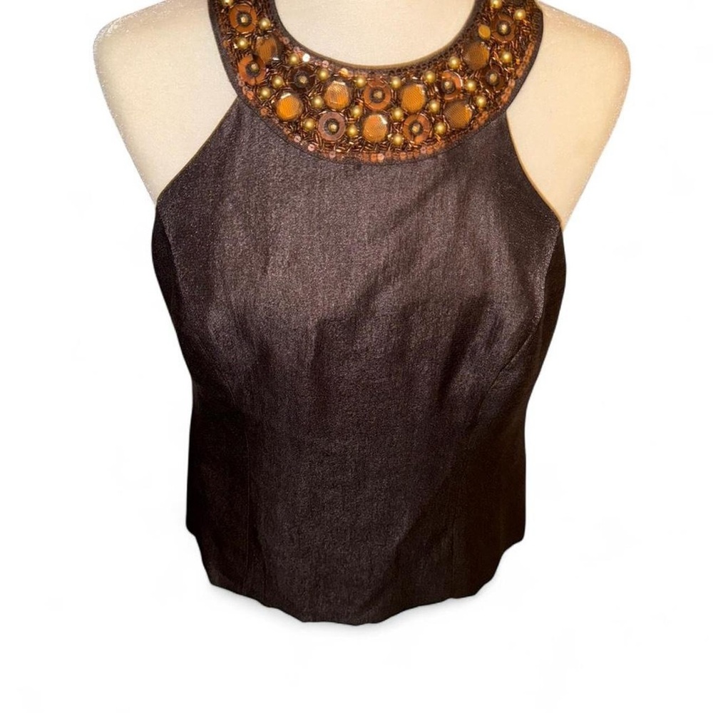 Next Brown beaded halter neck corset with boning top.